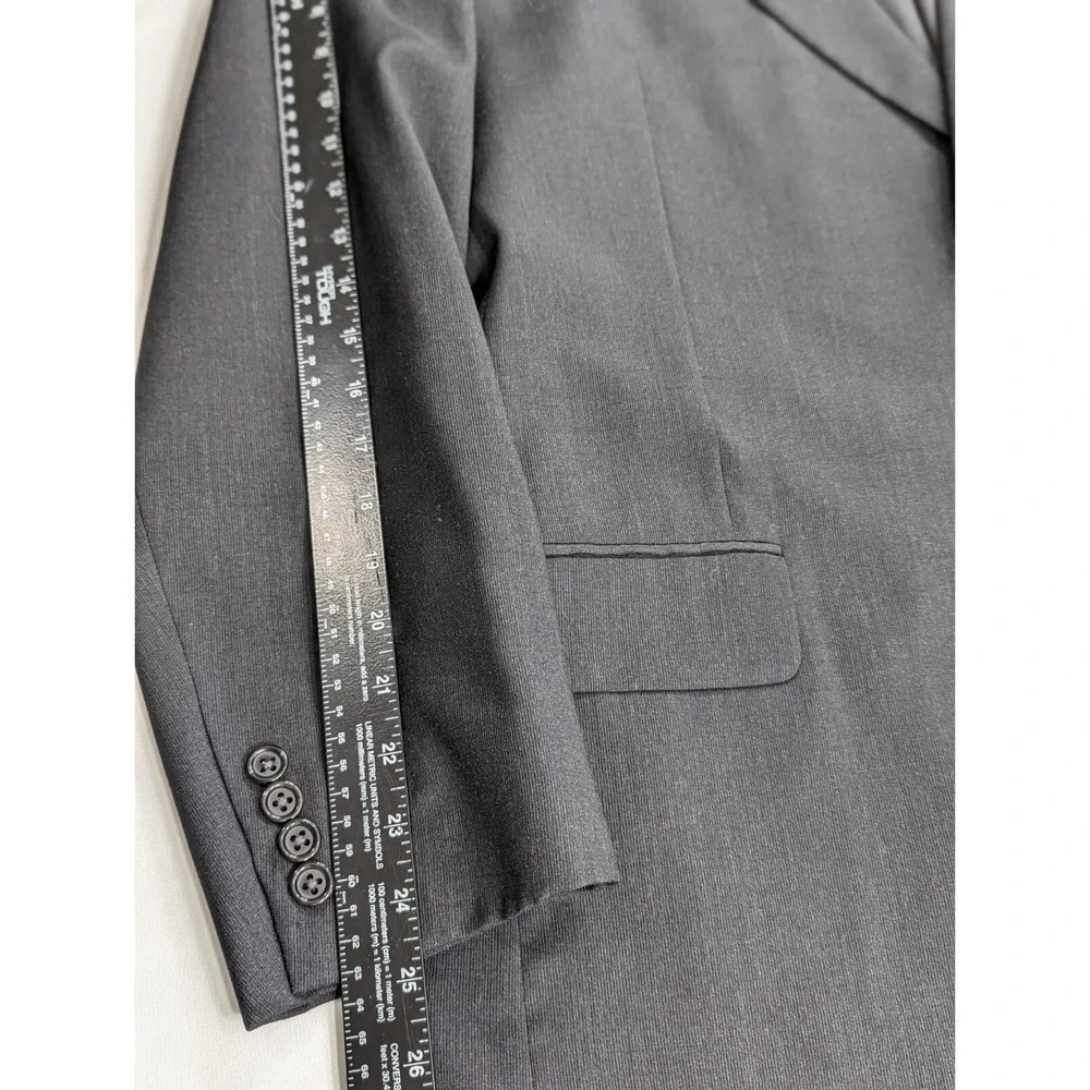Hickey Freeman Blazer Sport ‎ Jacket Suit Coat Dark Gray Subtle Crosshatch 44L